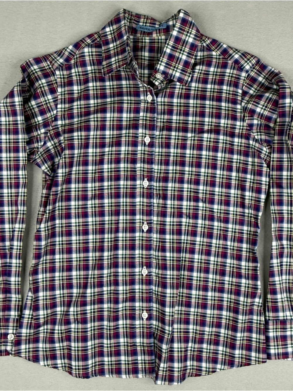 Seize sur Vingt Womens Plaid Shirt S 100% Cotton Portugal Preppy Button Down
